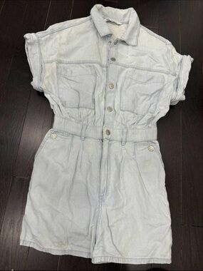 Zara Light Wash Denim Romper